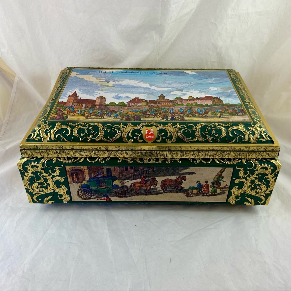 Vintage 1985 E Otto Schmidt Lebkuchen Large Biscuit Cookie Tin Box West Germany